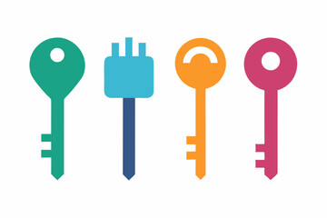 set of Household Key icon silhouette vector illustration