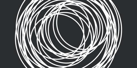 black background with white circle lines abstract