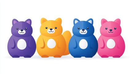 Obraz premium Adorable pixelated animals vibrant coloration delightful design charming row whimsical pixel animals cheerful arrangement cartoonish characters soft edges and friendly expressions