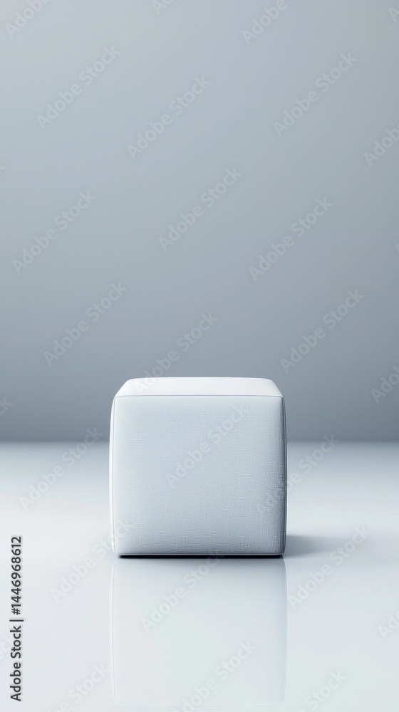 Poster minimalist cube design with a smooth surface and soft shadows, perfect for modern aesthetics.