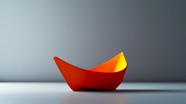 Modern abstract design of an orange bowl on a minimalist background.