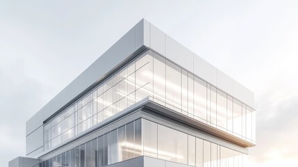 Modern architectural design featuring sleek glass facades and geometric shapes.