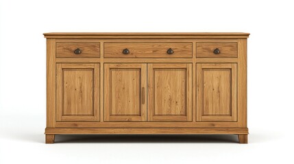 Classic wooden buffet isolated on white background