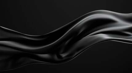 Obraz premium Smooth black fabric wave with elegant texture and rich depth against a dark backdrop.
