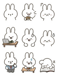 set of funny cartoon rabbits