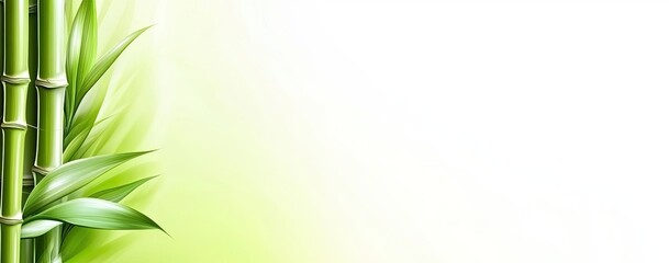 Obraz premium Lush green bamboo stalks and leaves against a soft, light background