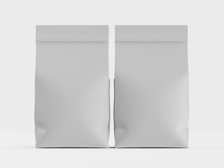 Blank light gray packaging bags mockup