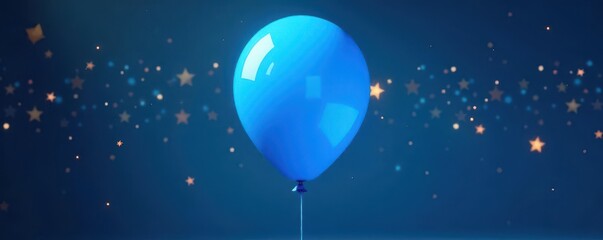 Fototapeta premium Single bright blue balloon, inflated, festive , latex, anniversary