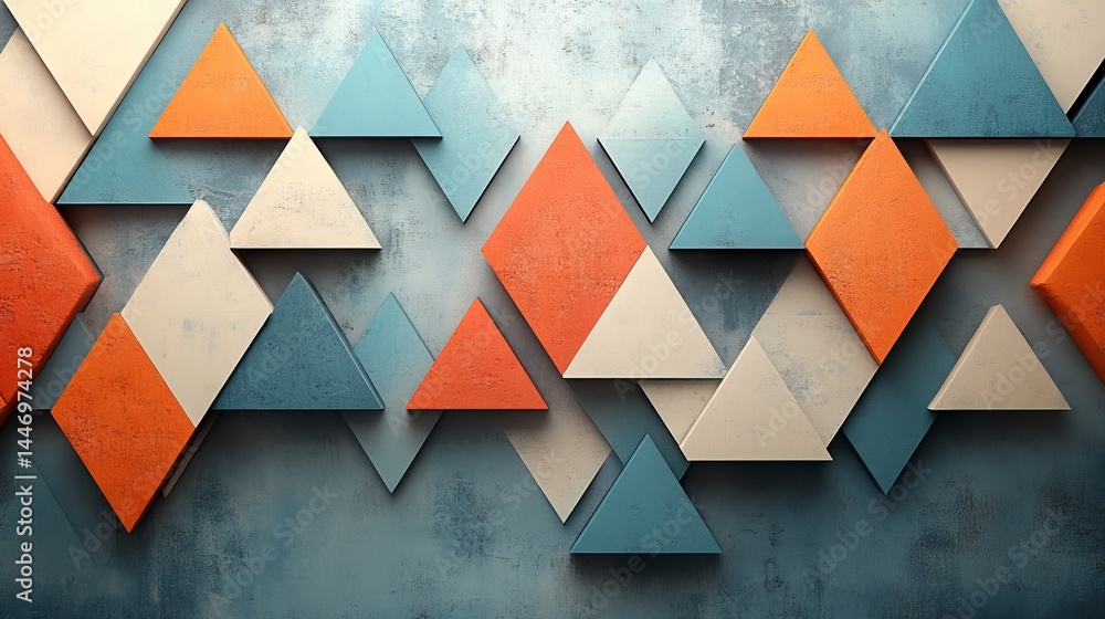 Aufkleber artistic arrangement of geometric shapes in varying depths, creating a modern textured pattern