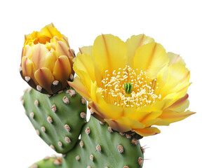 Blooming yellow cactus flowers nature desert beauty isolated on transparent background