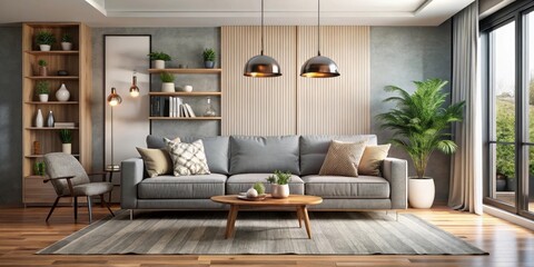 Modern living room with a stylish sofa, living room decor