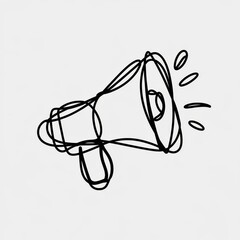 Hand Drawn Megaphone Doodle on White Background Loudspeaker Announcement Tool