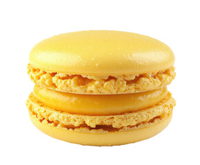 Delicious yellow macarons bakery food isolated on transparent background