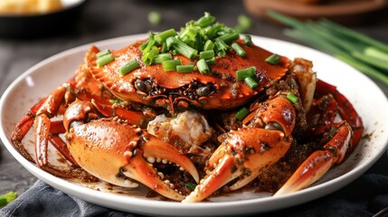 Spicy crab dish on plate