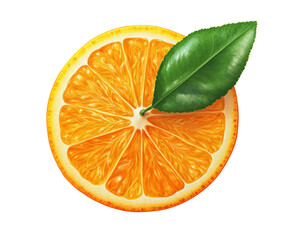 Fresh orange slice food bright isolated on transparent background