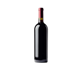Red wine bottle displayed in minimalist style isolated on transparent background