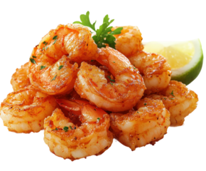 Deliciously grilled shrimp dish coastal kitchen food bright isolated on transparent background