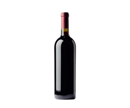 Red wine bottle displayed in minimalist style isolated on transparent background