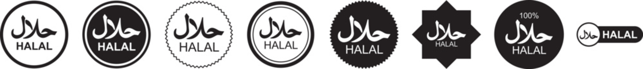 Halal food icon Logo symbol sign set