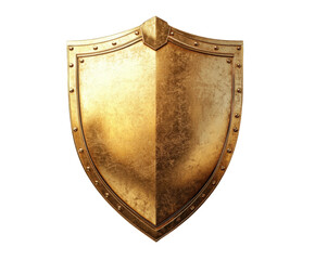 Golden shield display decorative item isolated on transparent background