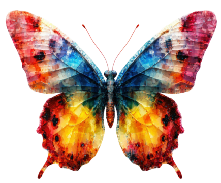 Colorful butterfly display nature scene digital isolated on transparent background