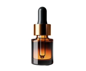 Botanical serum in glass dropper bottle product isolated on transparent background