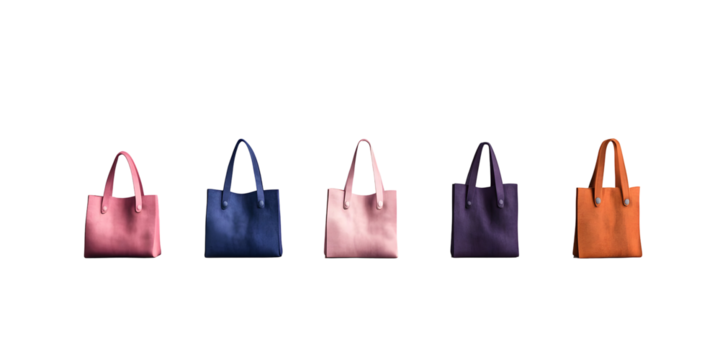 Four Different Colored Tote Bags Isolated On Black Background Illustration