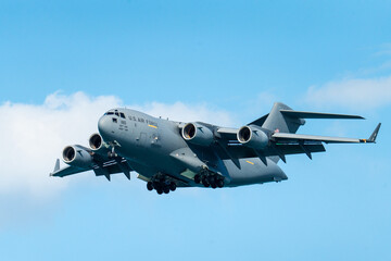 Globemaster flying through the sky