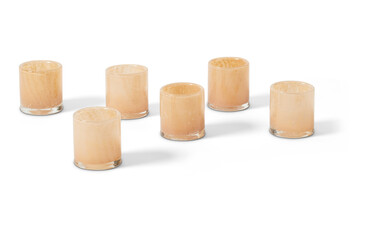 candle glasses set With natural shadow  on PNG transparent background . Cut out clipping path with Adobe photoshop s pen tool 