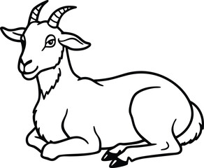 Black and white goat vector illustration, perfect for farm themed graphics, coloring pages, and agricultural materials.