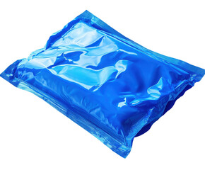 Fototapeta premium Packaging process of blue pods industry product isolated on transparent background