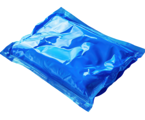 Packaging process of blue pods industry product isolated on transparent background