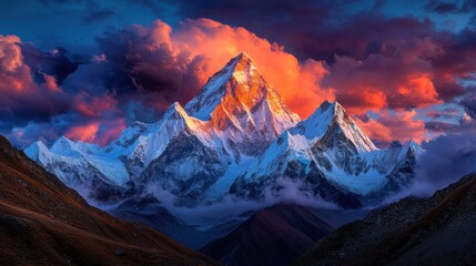 Majestic mountain peak at sunset (2)
