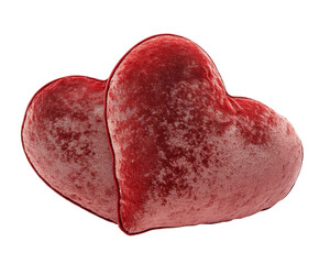 Romantic heart-shaped pillows home soft textiles cozy isolated on transparent background
