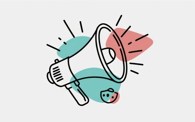 Naklejka premium Megaphone with Abstract Shapes and Lines Announcement Design Element