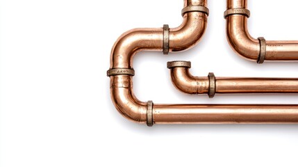 Fototapeta premium Copper pipes isolated on white background