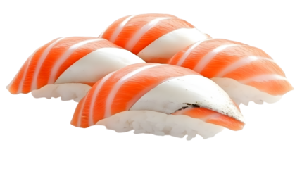 Four Salmon Nigiri Sushi Isolated Transparent Background Illustration
