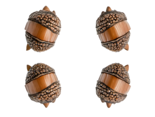 Four Symmetrical Acorns Pattern Illustration Isolated on Transparent Background