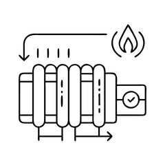 energy efficient heating system icon, energy efficient heating system line art - simple line art of energy efficient heating system, perfect for energy efficient heating system logos and icons