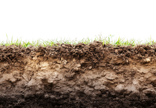 Exploring soil layers and grass growth nature isolated on transparent background