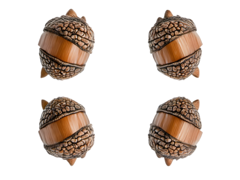 Four Symmetrical Acorns Pattern Illustration Isolated on Transparent Background