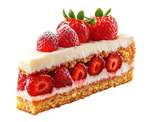 Delicious strawberry cake slice bakery food bright isolated on transparent background