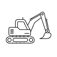 excavator icon, excavator line art - simple line art of excavator, perfect for excavator logos and icons