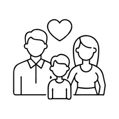 family bonding icon, family bonding line art - simple line art of family bonding, perfect for family bonding logos and icons