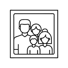 family photo icon, family photo line art - simple line art of family photo, perfect for family photo logos and icons