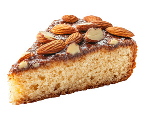 Baking delicious almond cake slice kitchen food bright isolated on transparent background