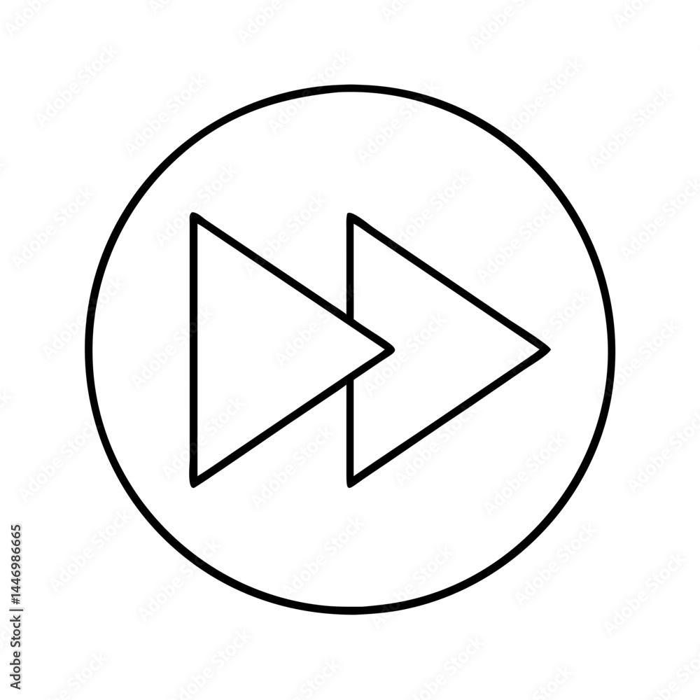 Poster fast forward icon, fast forward line art - simple line art of fast forward, perfect for fast forward