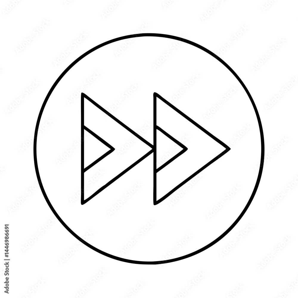Poster fast forward icon, fast forward line art - simple line art of fast forward, perfect for fast forward