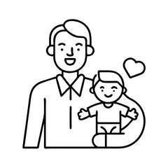 father and baby icon, father and baby line art - simple line art of father and baby, perfect for father and baby logos and icons