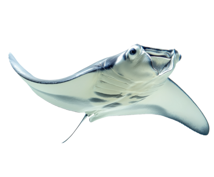 Graceful stingray swimming in clear ocean waters underwater scene isolated on transparent background